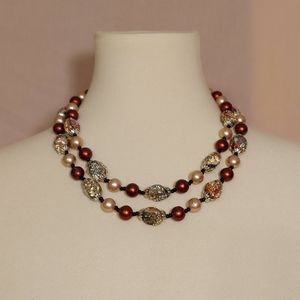 ‼️3 for $20‼️  Pearl and Bead Two-Row Collar Necklace